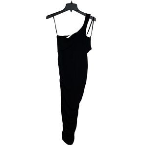 The Fashion Poet Asymmetrical Neck Ruched Dress Black XL New With Tags